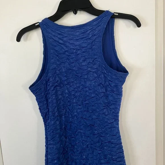 Blue with Silver Metallic Threads Mini Dress - Picture 5 of 6